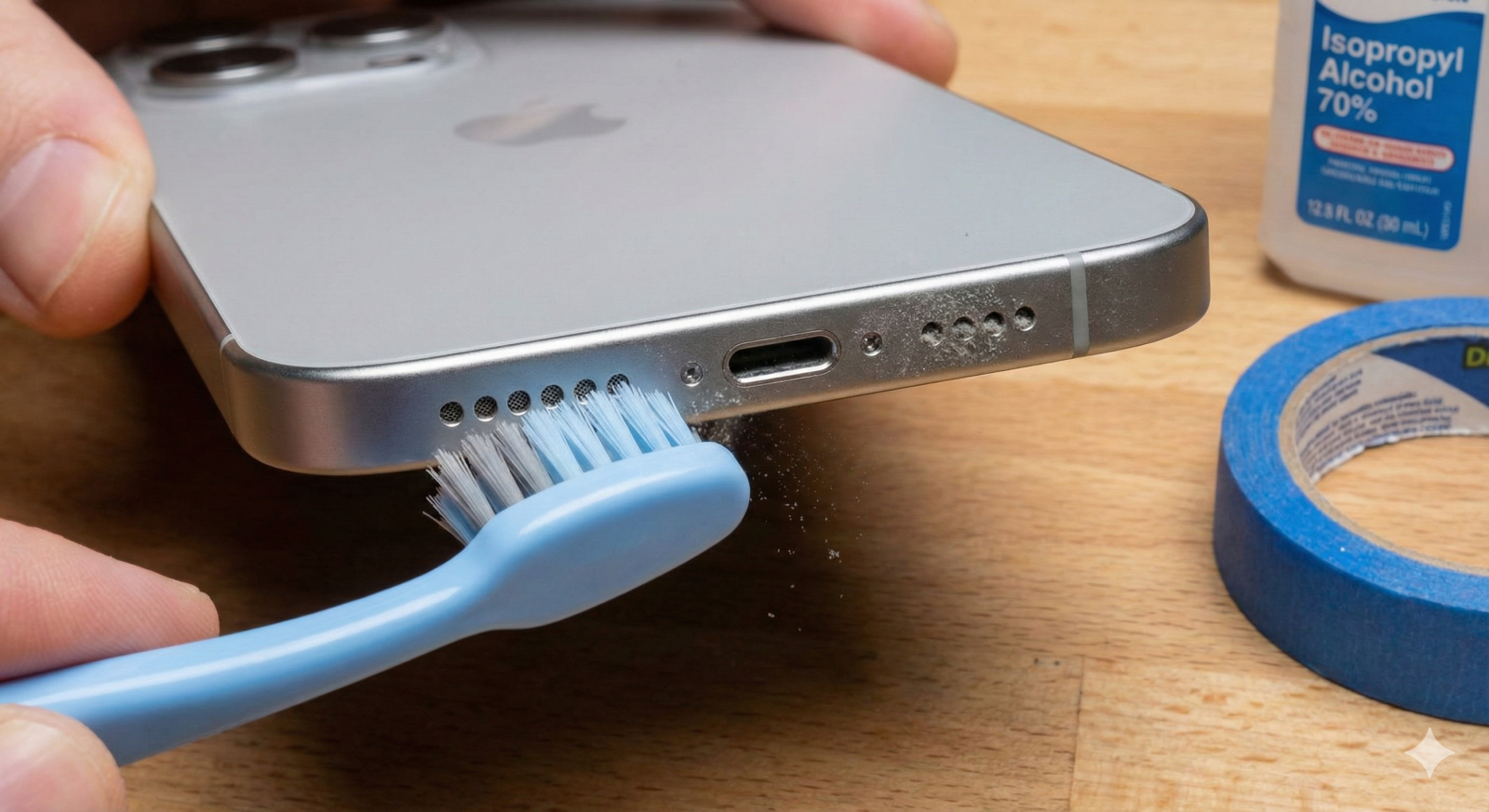 Hướng dẫn cách vệ sinh Loa iPhone bị bám bụi bẩn bằng bàn chải mềm tại nhà đơn giản và hiệu quả